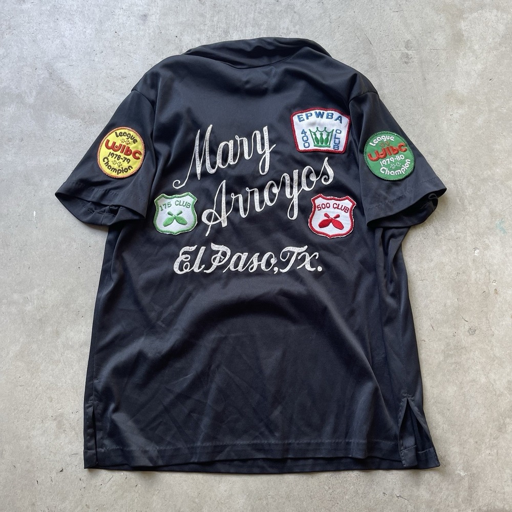 Vintage 70s Women's Bowling Shirt Full Chain Stitch El Paso Patched Champion L
